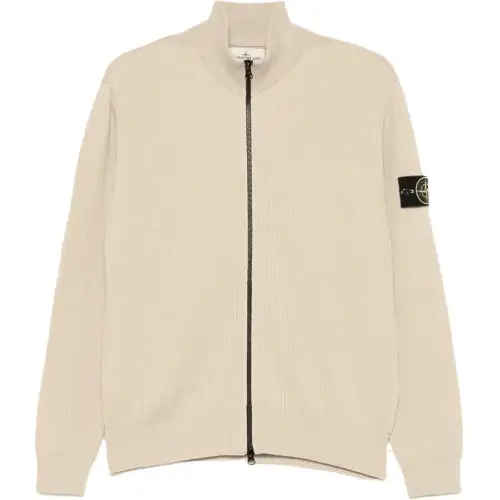 STONE ISLAND Logo Patch Zip Up Cardigan