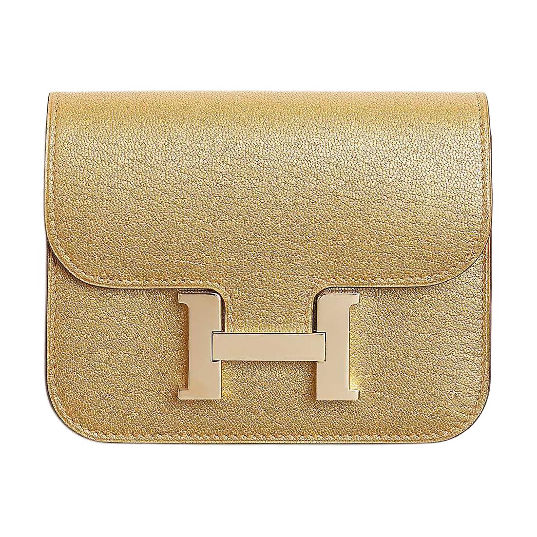 Женский кошелек Hermes Constance Slim 12 (золотой)