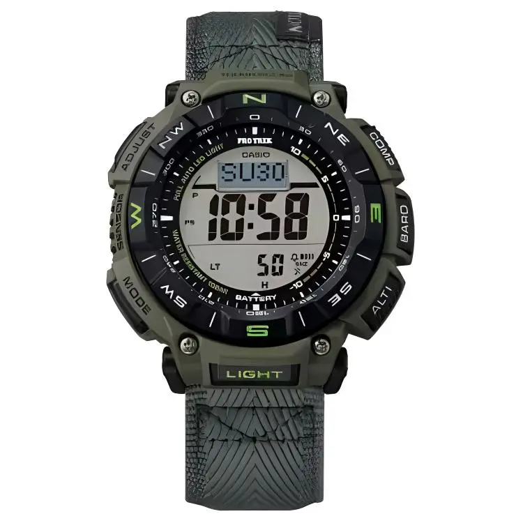 CASIO Mountaineer Collection Solar Movement Canvas Strap Watch Men's Watches Gray Dial