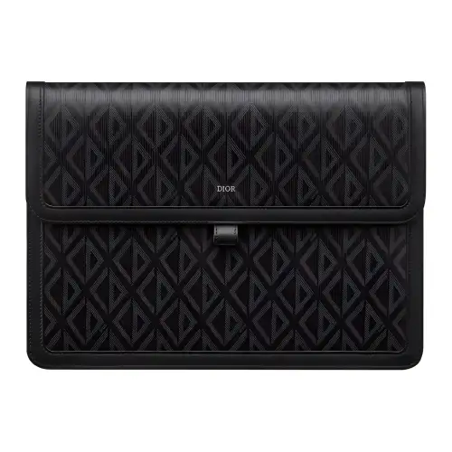 DIOR Hit The Road Diamond Canvas With Cow Leather Clutch Men's Black