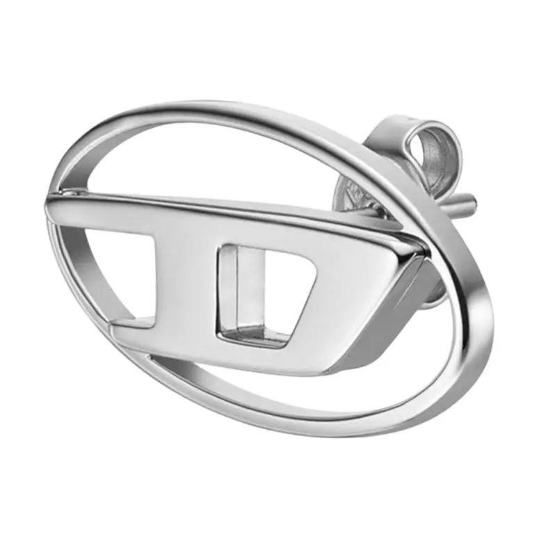 DIESEL Stainless Steel Synthetic Cubic Zirconia Stud Earrings Unisex Silver