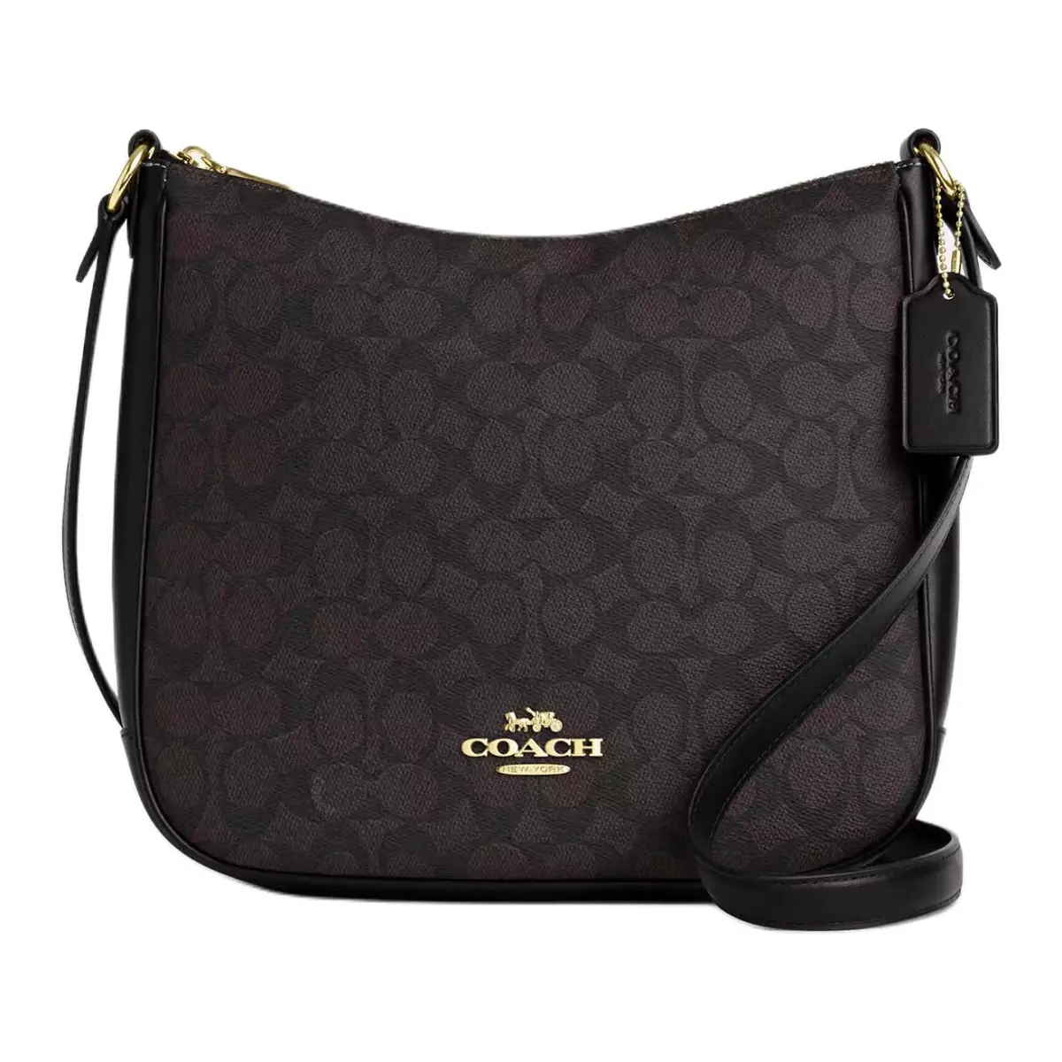 COACH Ellie Coated Canvas Crossbody Bag, Shoulder Bag Large Women's Black & Red