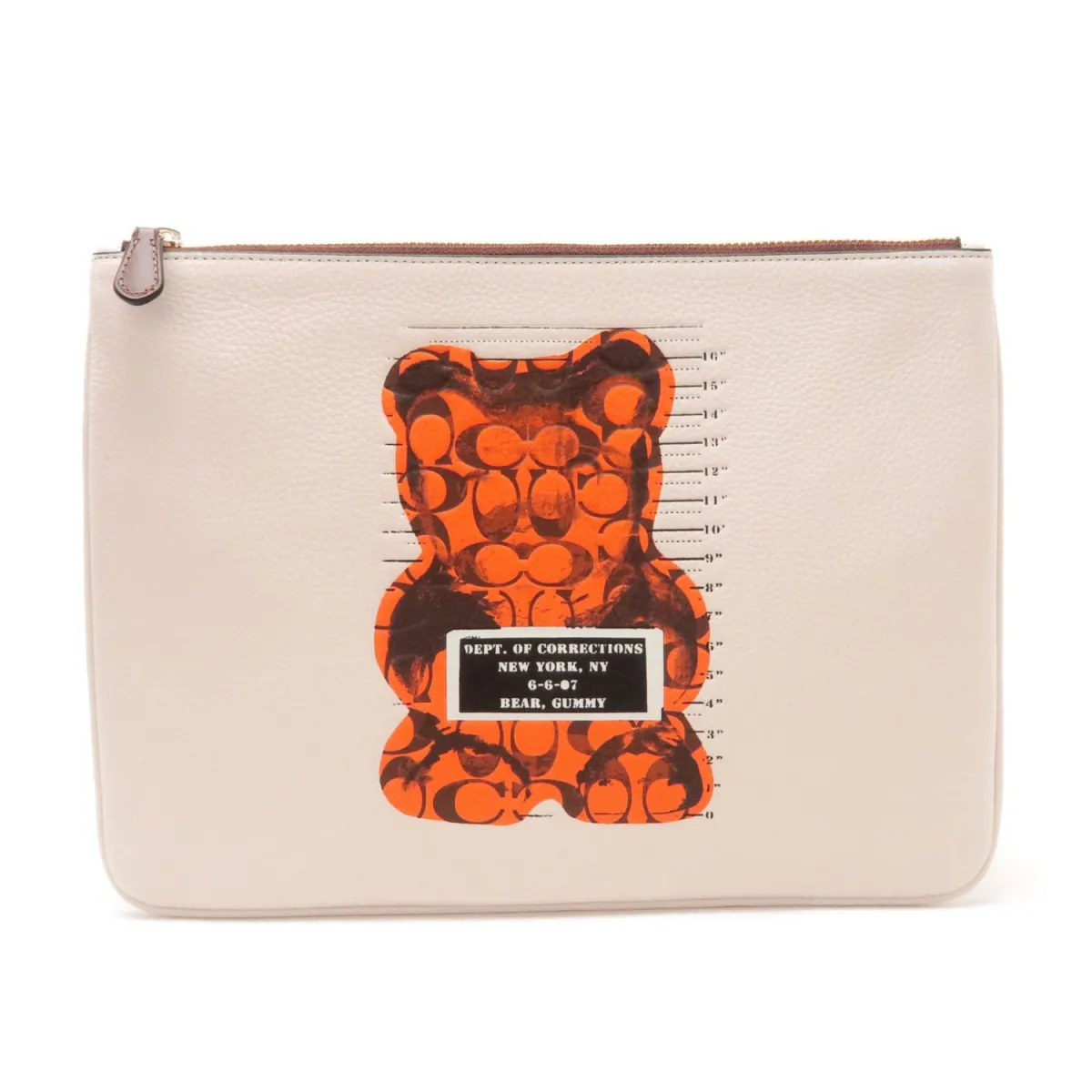 COACH Wristlet Pebbled Leather Clutches Large Women's White