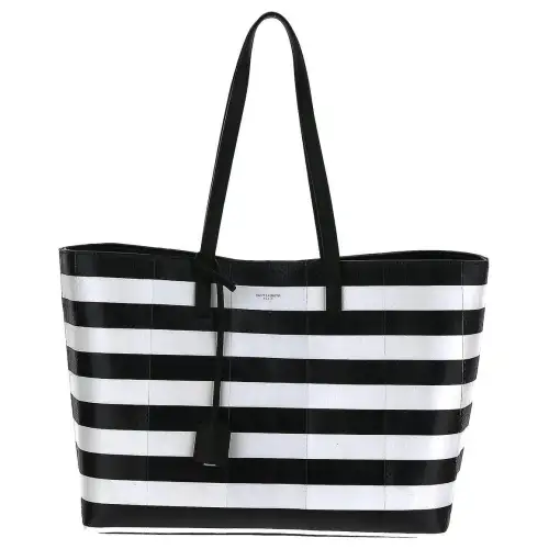 SAINT LAURENT Leather Handbag, Shoulder Bag Regular Women's Black/White