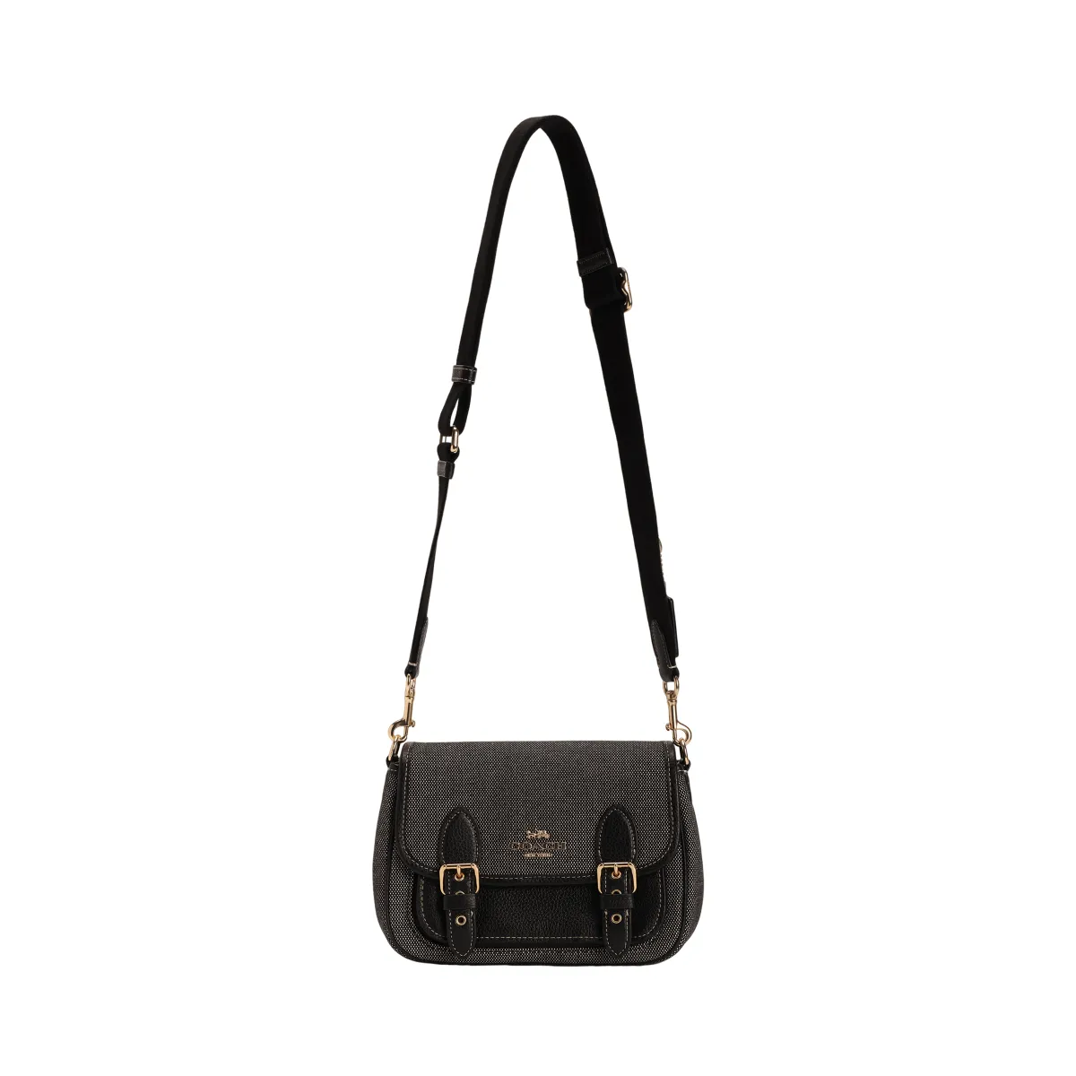 COACH Lucy Fabric With Cow Leather Crossbody Bags Medium Women's Black