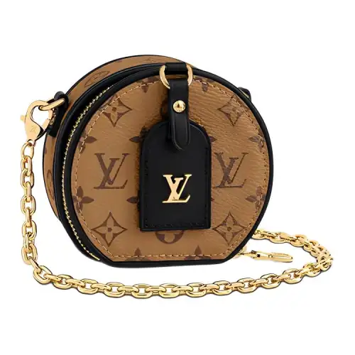 LOUIS VUITTON Boite Chapeau Canvas With Calfskin Small Round Bag, Crossbody Bag, Shoulder Bag Women's Brown