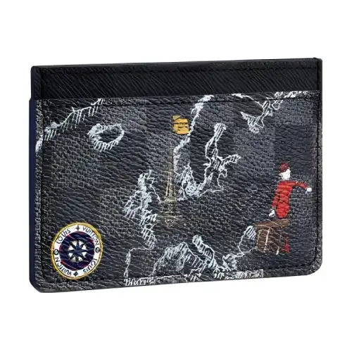 LOUIS VUITTON Porte Cartes Simple Damier Graphite Map Black Lining