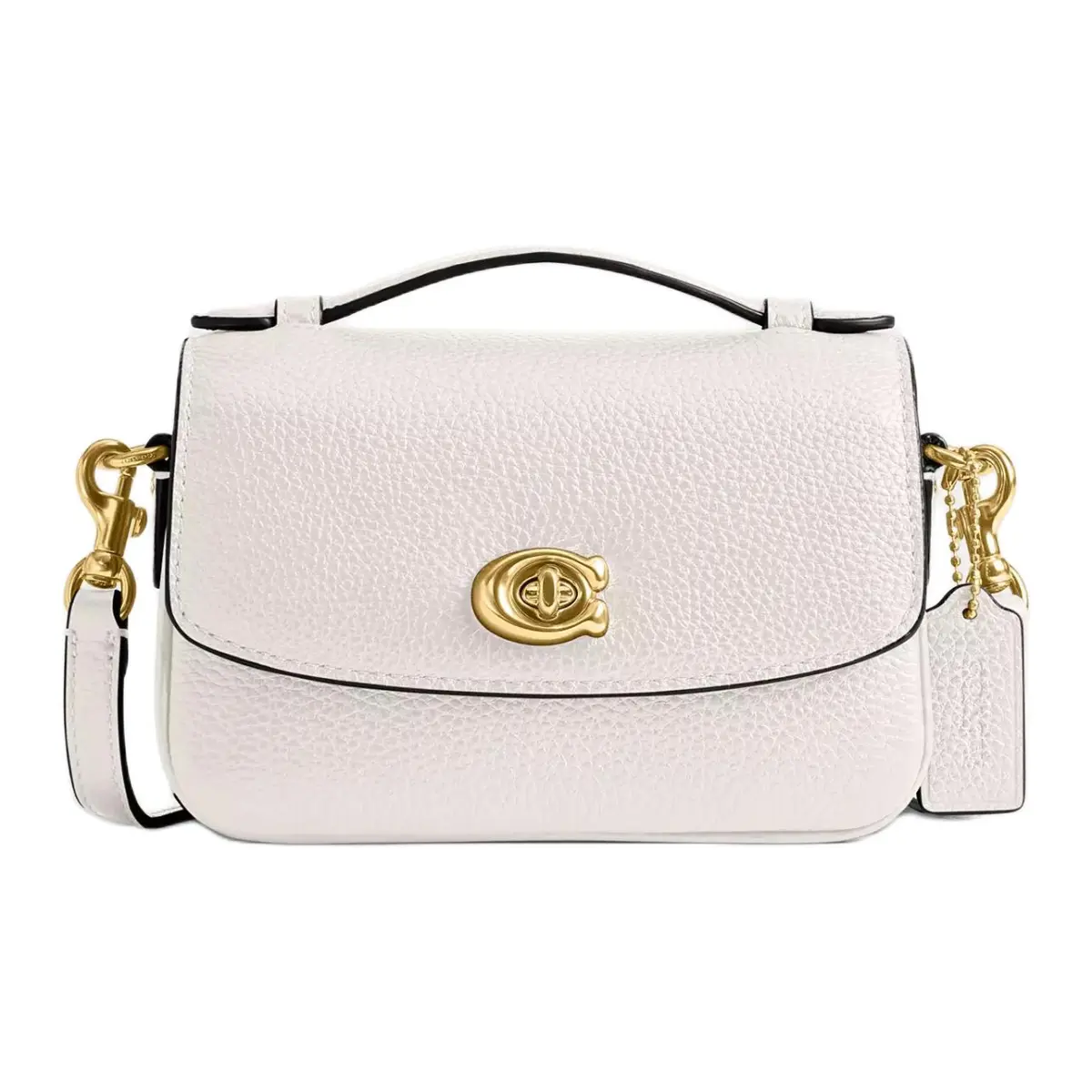 COACH Cassie Refined Pebbled Leather Shoulder Bag, Crossbody Bag, Handbag Small Women's Chalk White