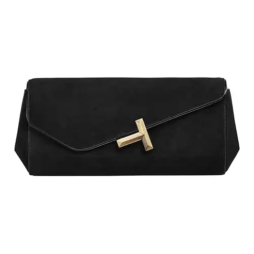 TIFFANY & CO. Tiffany T Suede Clutch Regular Women's Black