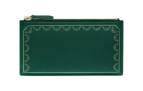 CARTIER Guirlande Cow Leather Card Holder Women's Green