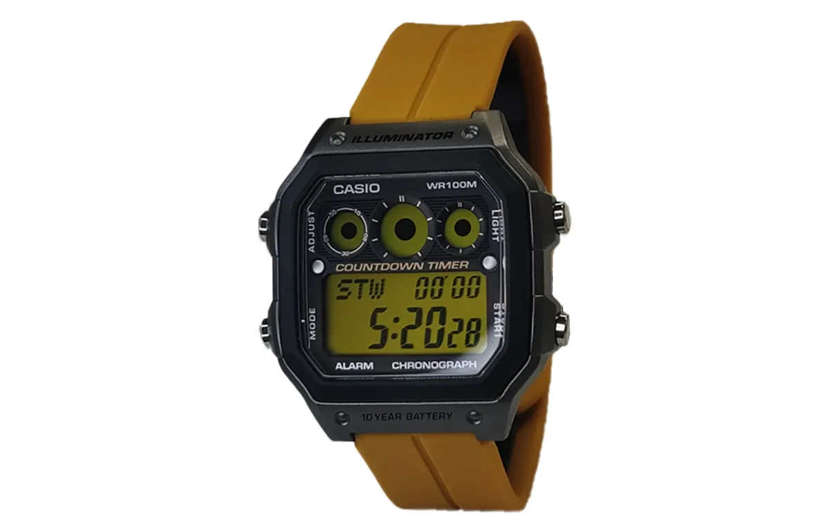CASIO Custom Collection Quartz Movement Silicone Strap Watch Men's Watches Yellow Watch Dial