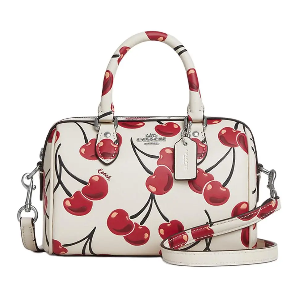 COACH Rowan Leather One Shoulder Crossbody Handbags Small Women's White & Red