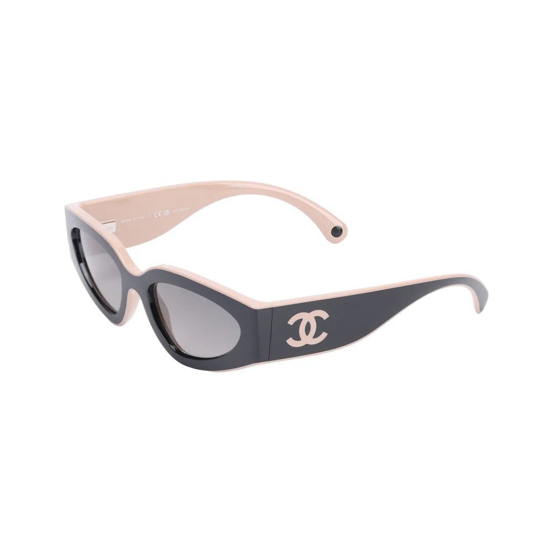 CHANEL Cat Eye Nylon Cat Eye Sunglasses Unisex Black