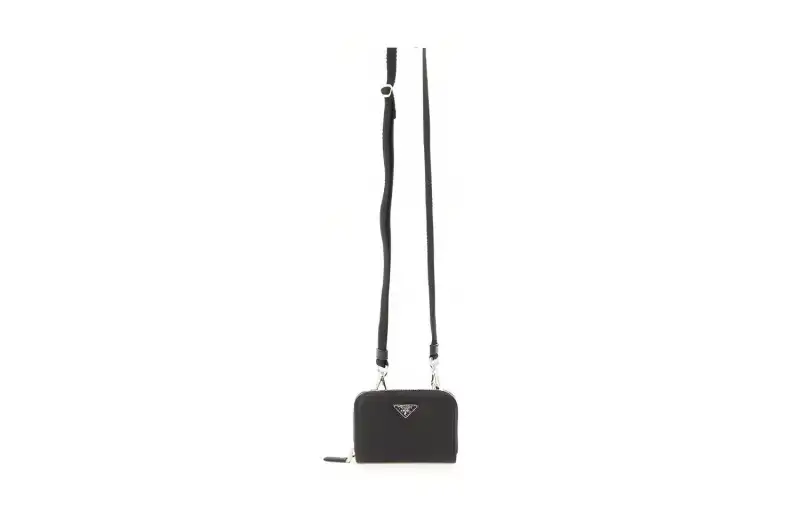 PRADA Leather Shoulder Bag, Coin Purse Unisex Black