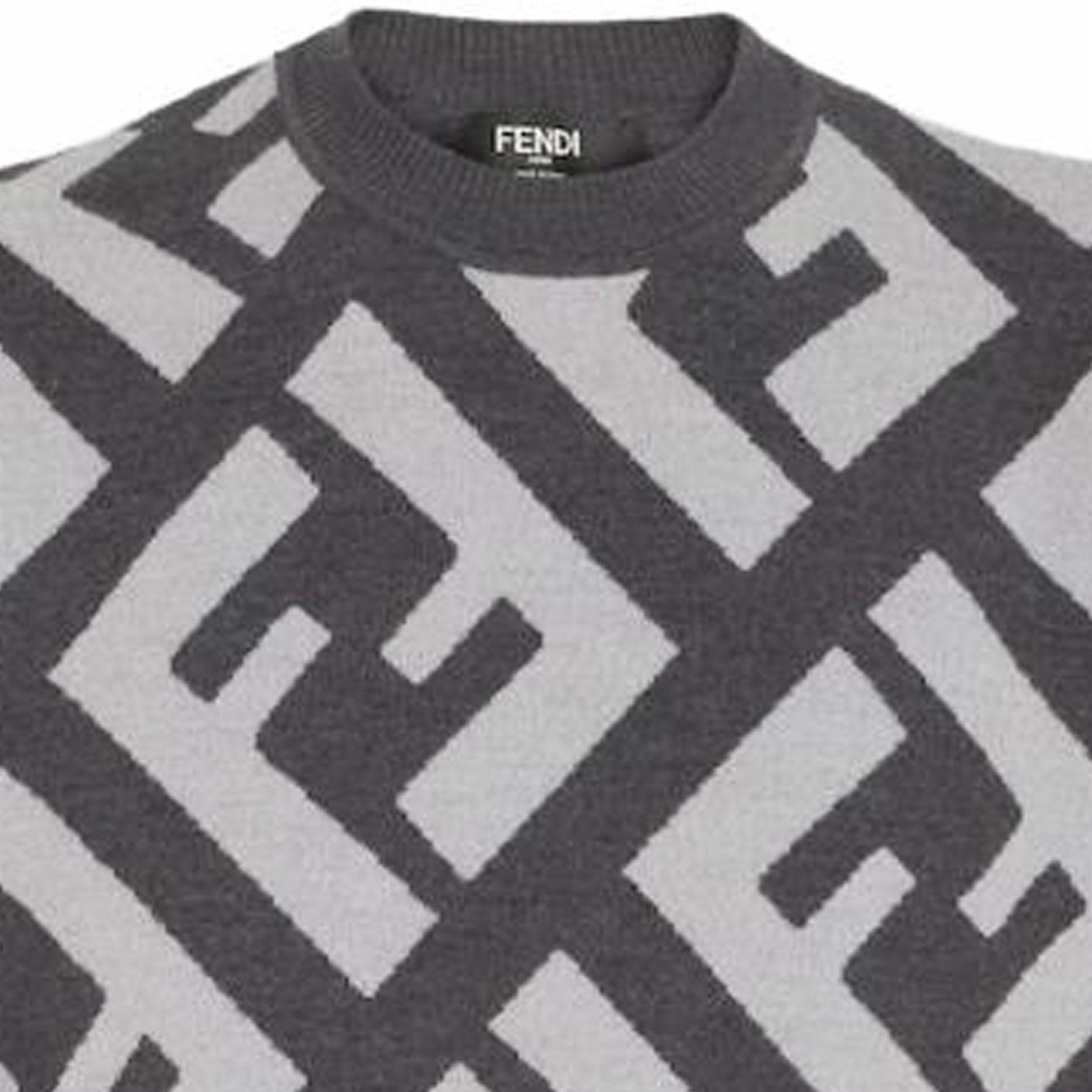 Мужской свитер Fendi Grey Wool jumper (серый) — фото 7