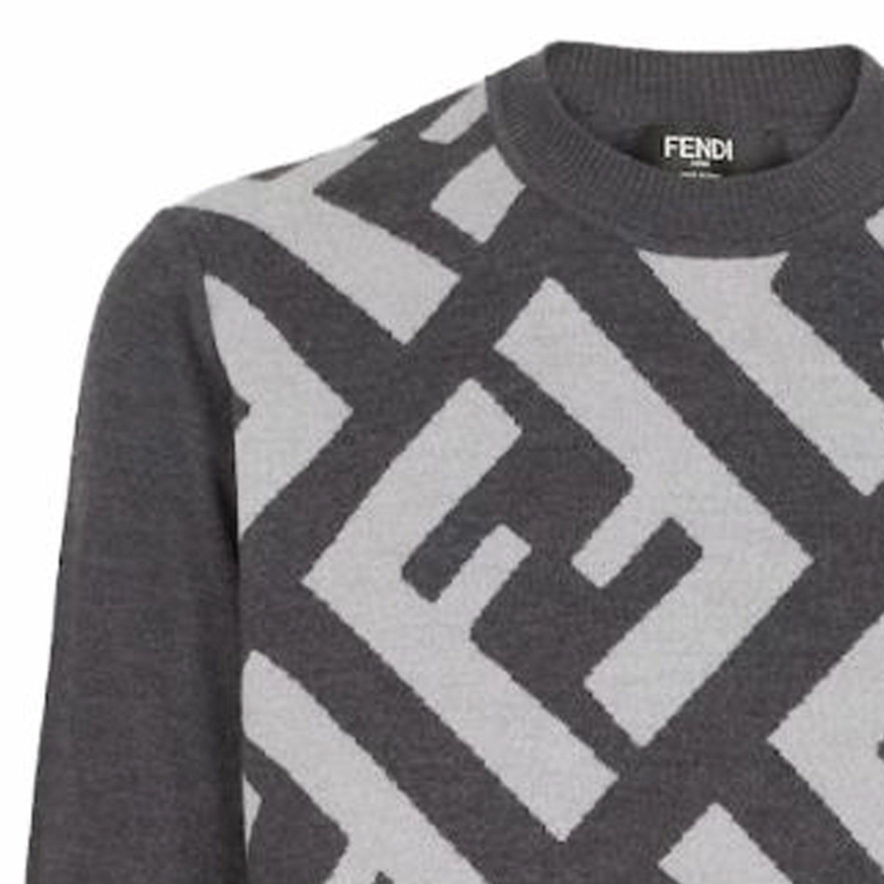 Мужской свитер Fendi Grey Wool jumper (серый) — фото 5