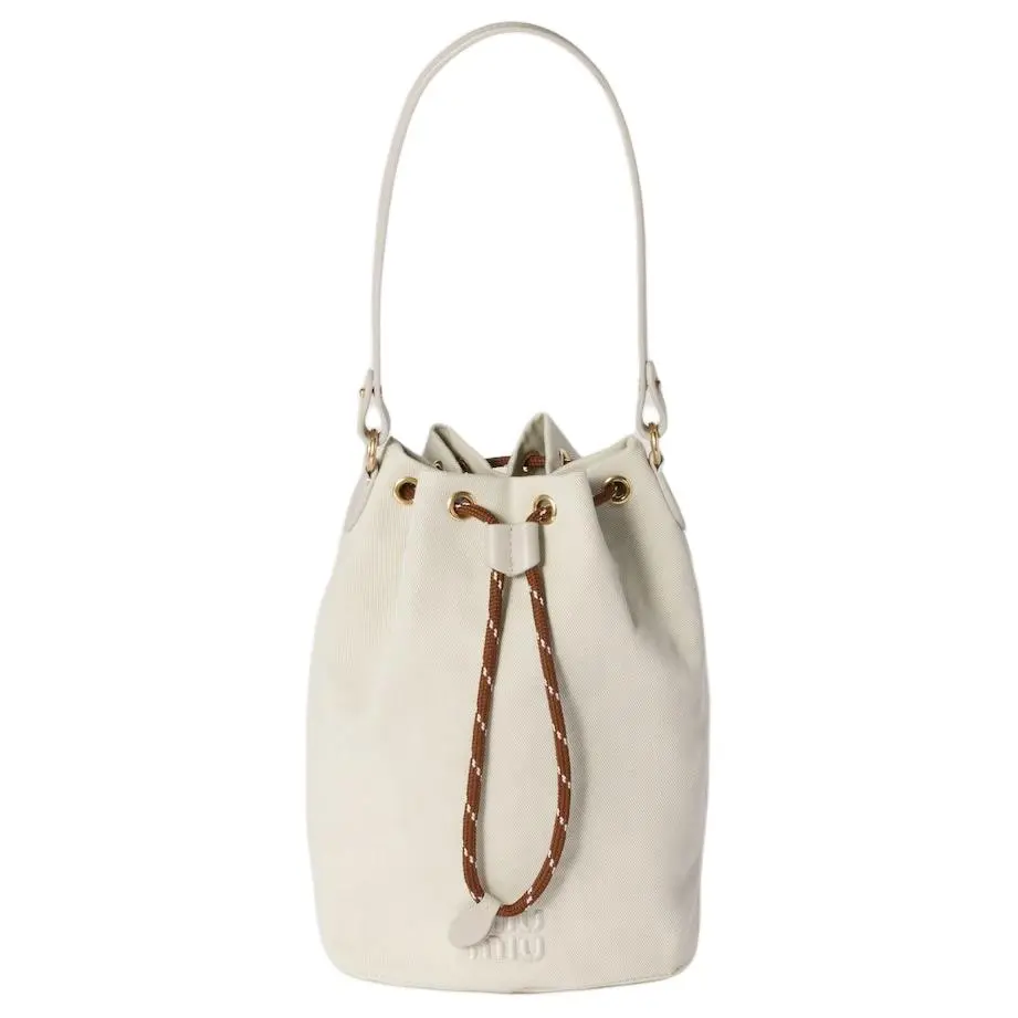 MIU MIU Cotton Bucket Bag, Shoulder Bag, Crossbody Bag, Handbag Women's Chalk White