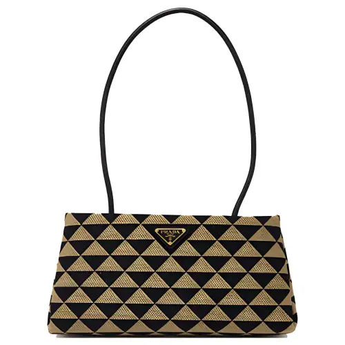 PRADA Nylon With Cow Leather One Shoulder Handbag Regular Women's Black & Brown
