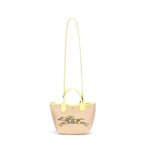LONGCHAMP Canvas Tote Bag, Shopping Bag, Handbag Small Women's Yellow