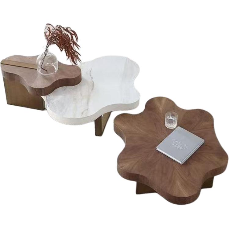 Jingshan Baisui Italian Minimalist Designer Solid Wood Personalized Coffee Table Small Apartment Living Room Creative Simple Modern Special-shaped Commercial Tea Table