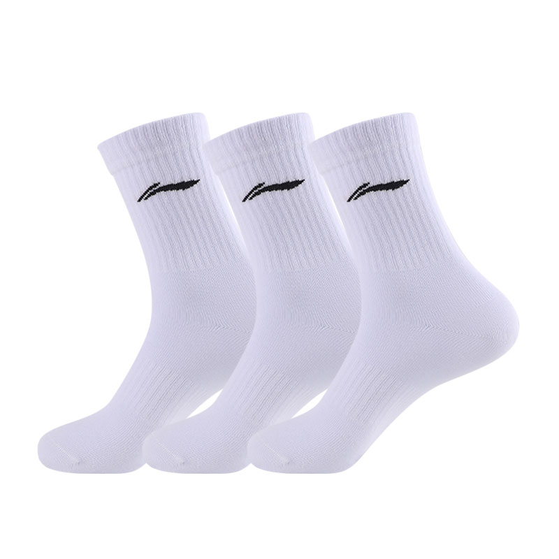 Li Ning Crew Socks Unisex Black White Gray