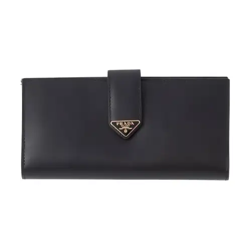 PRADA Leather Wallet Large Women's Black