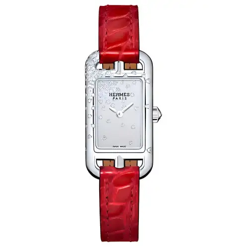 HERMES Nantucket Wrist Watches Quartz Movement Genuine Leather Strap Silver Dial Women's Watch