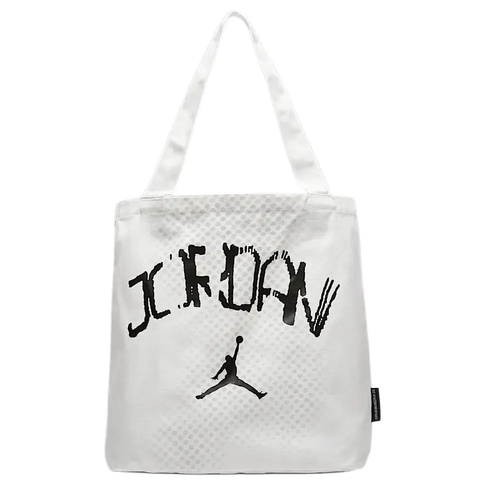 Jordan Cotton Tote Bag, Shopping Bag, Shoulder Bag Unisex White