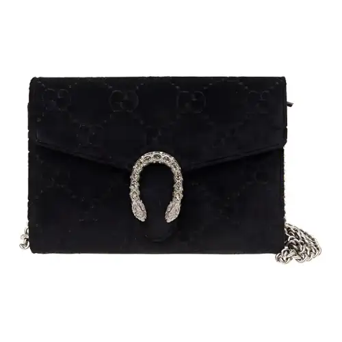 GUCCI Dionysus Velvet Crossbody Bag Women's Black