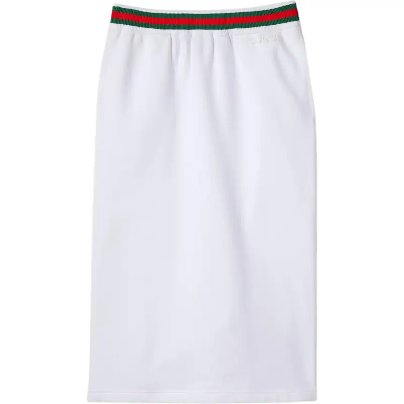 GUCCI Rear Slit Web Stripe Detailed Midi Skirt