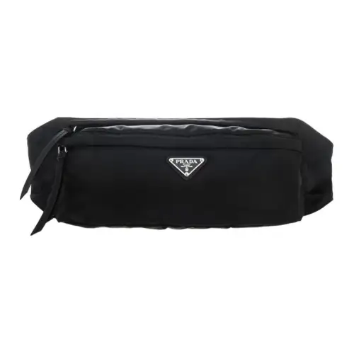 PRADA Zip Closure Nylon Fanny Pack Unisex Black