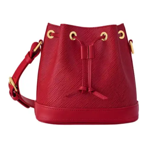 LOUIS VUITTON Canvas With Leather Bucket Bag, Handbag, Shoulder Bag, Crossbody Bag Small Women's Red