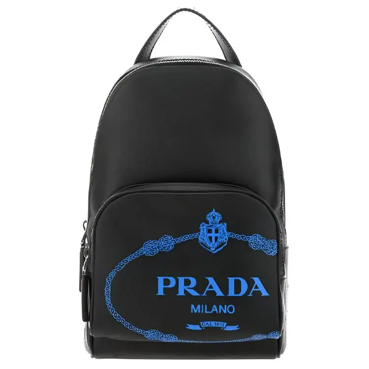 PRADA Leather Backpack Unisex Black