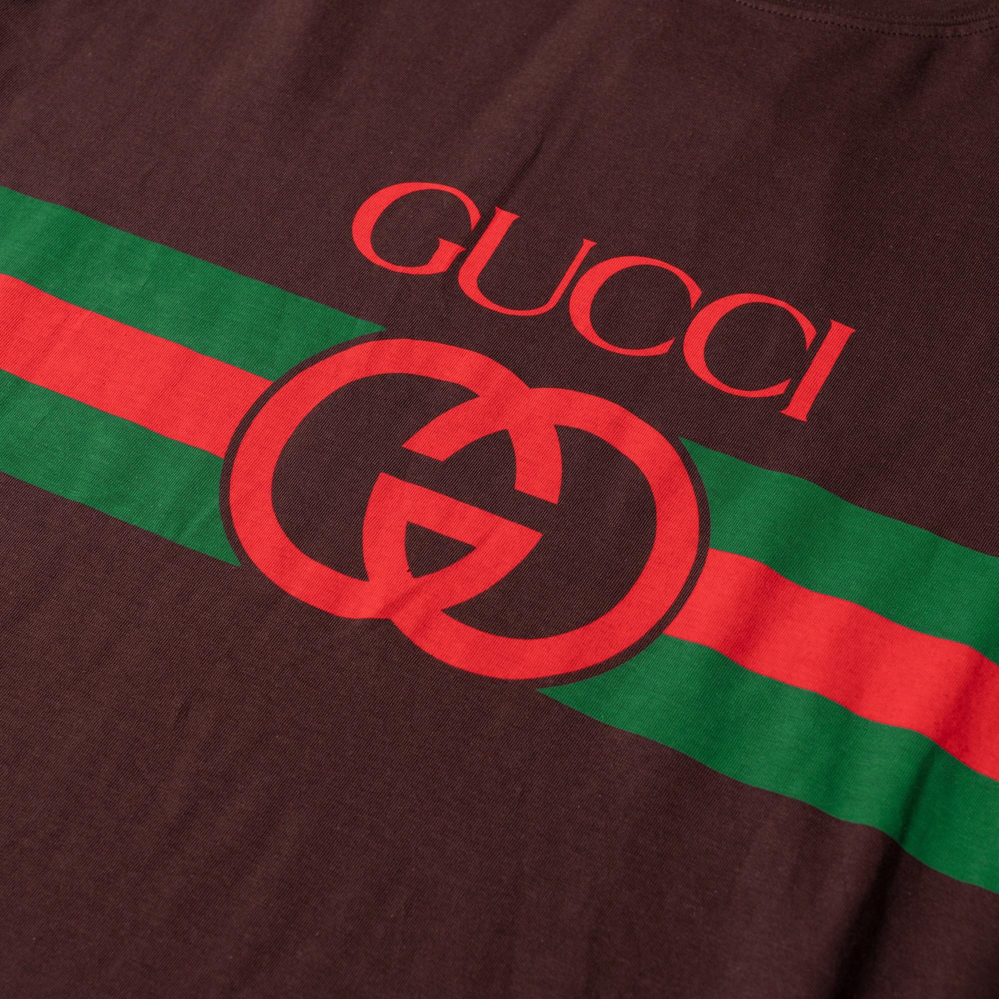 Мужская футболка Gucci (коричневая) — фото 5