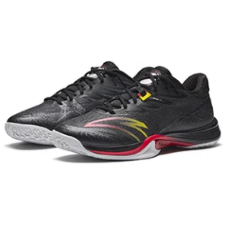 Anta Comfortable And Trendy Slip Resistant Abrasion Resistant Coverage Low top Badminton Shoes Unisex Black Red Yellow