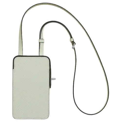 HERMES Hac A Bo Silver Tone Buckle Epsom Calfskin Cell Phone Pouch Women's Bubble Green