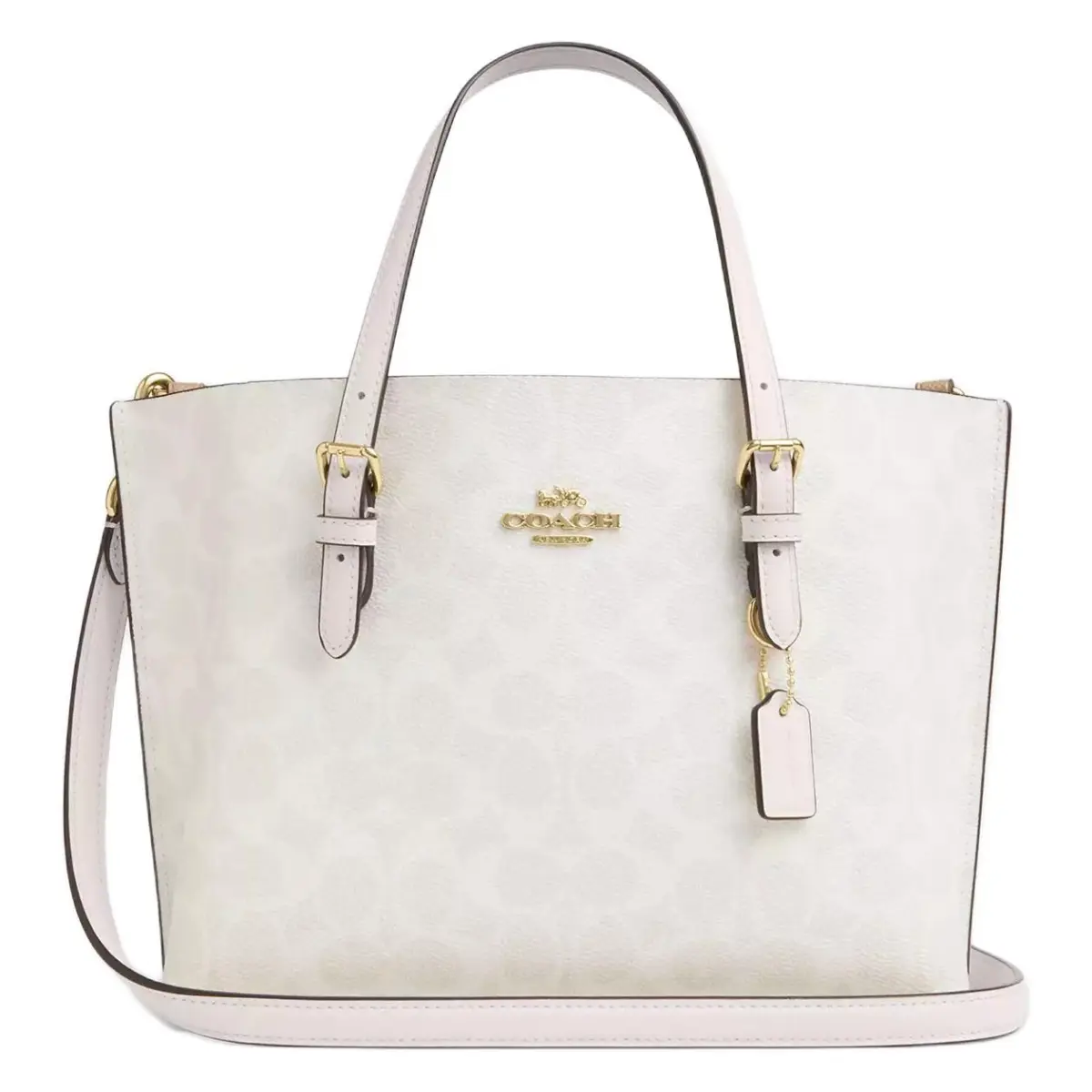 COACH Mollie Artificial Leather One Shoulder Crossbody Tote Bag, Shopping Bag, Handbag 25 Women's White