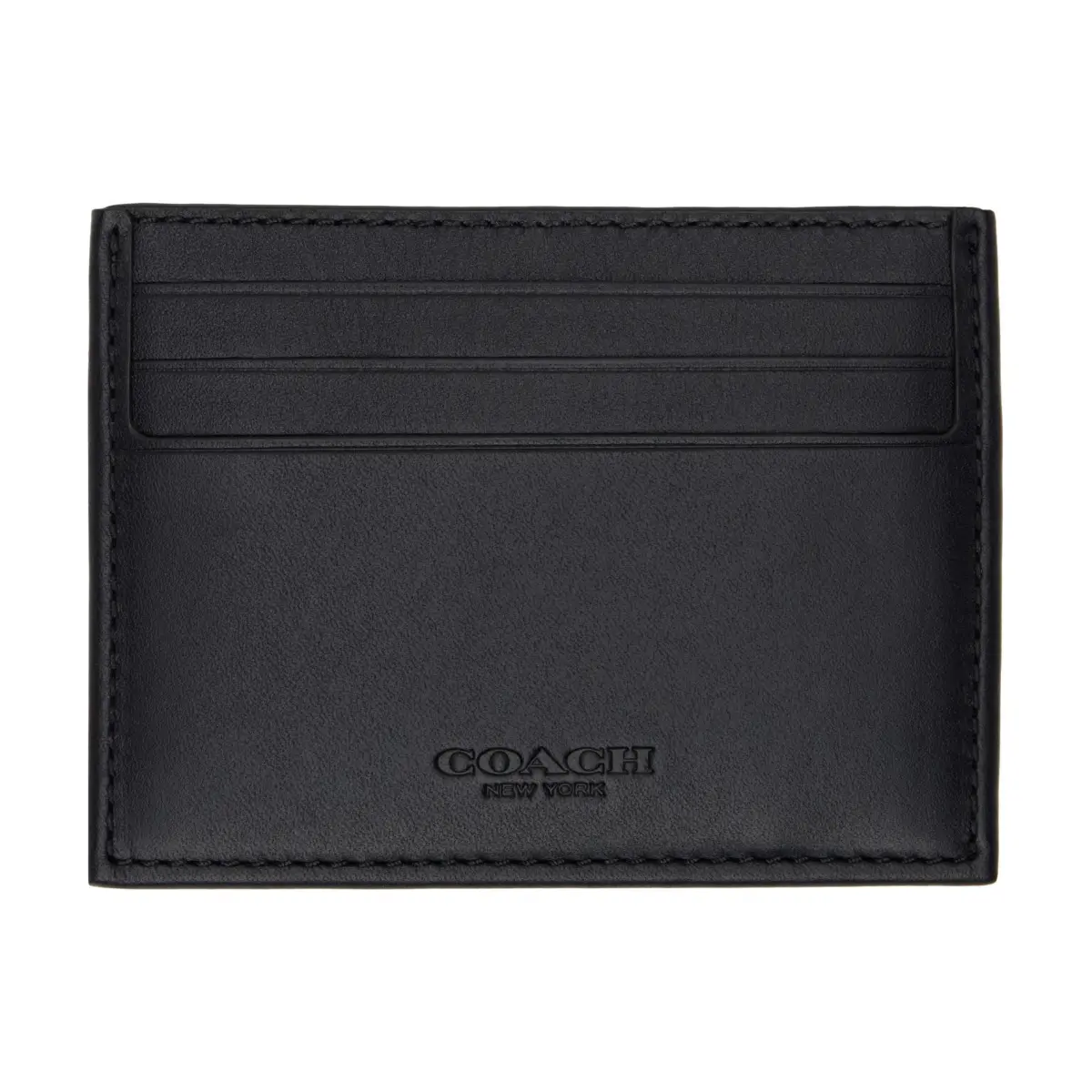 COACH Card Case Cow Leather With Fabric Document Bag, Card Holder Mini Women's Black