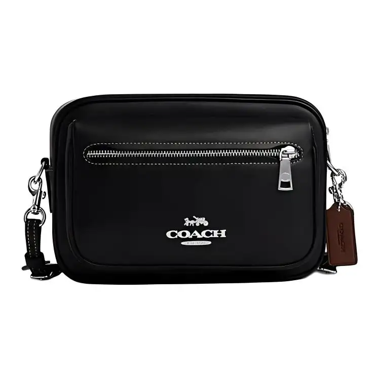 COACH Elias Cow Leather Shoulder Bag, Crossbody Bag Medium Men's Black