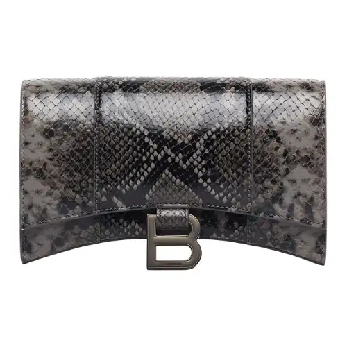 Balenciaga Hourglass Cow Leather Shoulder Bag, Crossbody Bag, Wallet Women's Black/Dark Gray