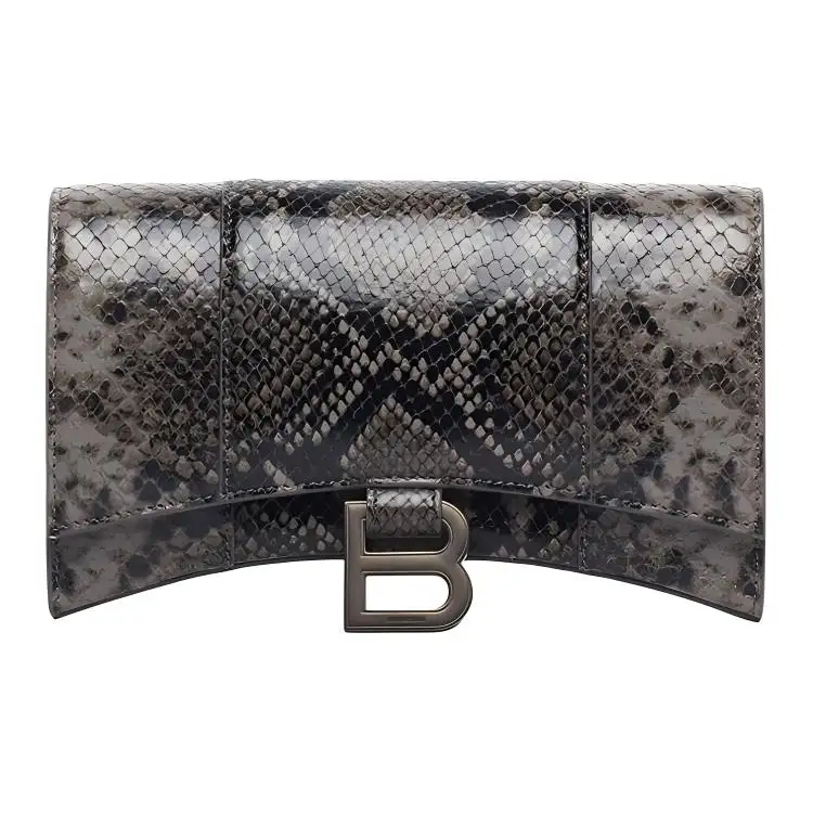 Balenciaga Hourglass Cow Leather Shoulder Bag, Crossbody Bag, Wallet Women's Black/Dark Gray