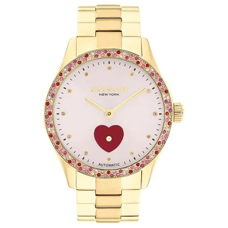 COACH BROOKS Wrist Watches Mechanical Movement Steel Strap 38mm Pink Watch Dial Women's Watch 30m Water Resistant