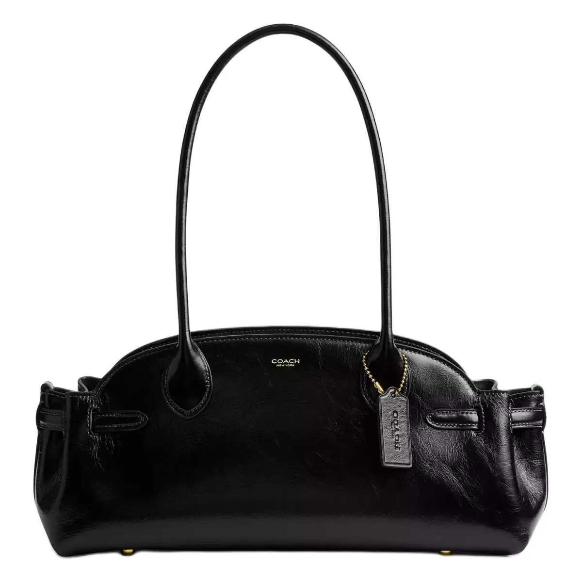 COACH Empire Carryall Glazed Surface Leather Shoulder Bag Large Women's Black