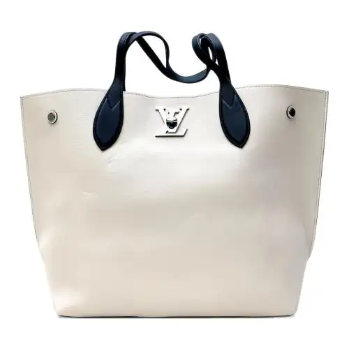 LOUIS VUITTON Leather Tote Bag, Shopping Bag, Handbag Women's White