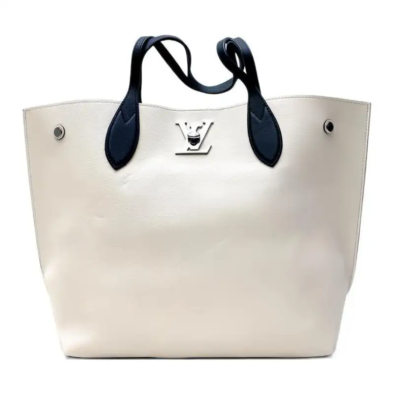 LOUIS VUITTON Leather Tote Bag, Shopping Bag, Handbag Women's White