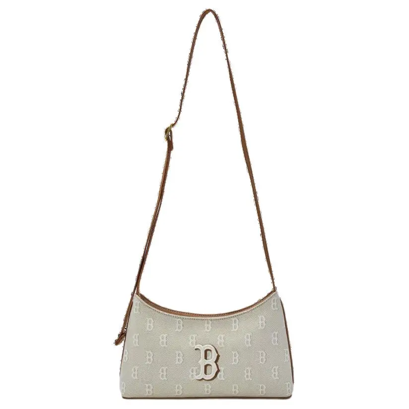 MLB Monogram Collection Boston Red Sox Cotton Shoulder Bag, Crossbody Bag Unisex Beige