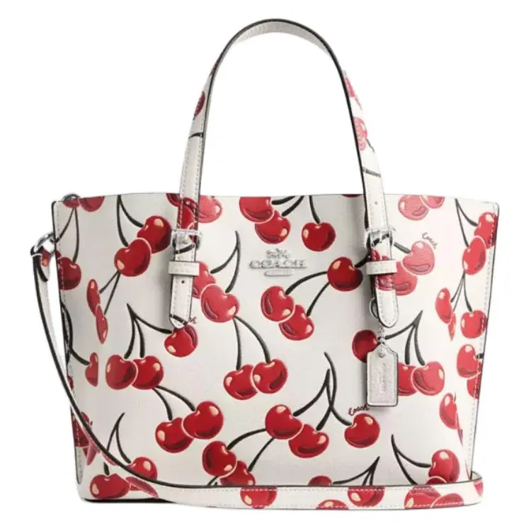 COACH Mollie Leather Handbags Medium Women's Red & White