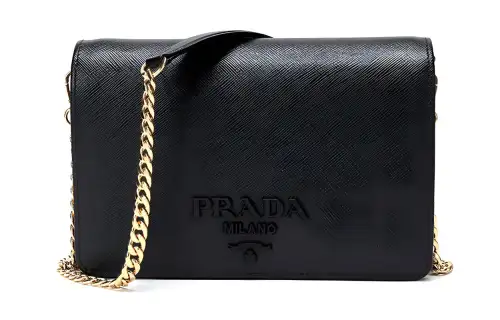 PRADA GalleriaSaffiano Cow Leather Crossbody Bags Women's Black