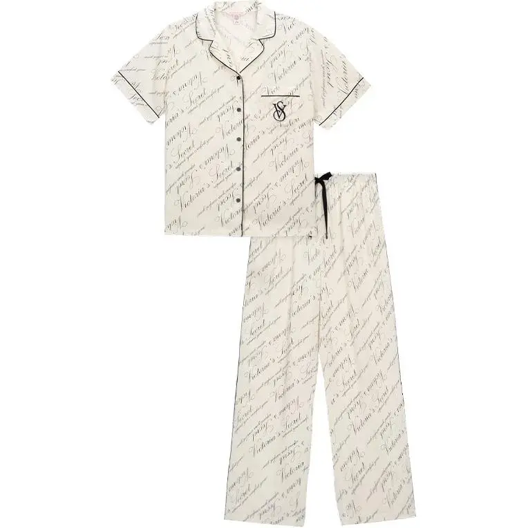 Victoria's Secret Pajama Set Women's Black Letter