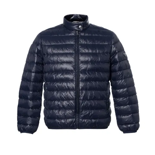 PRADA Down Jackets Men's Blue Stand Collar Moderate Other